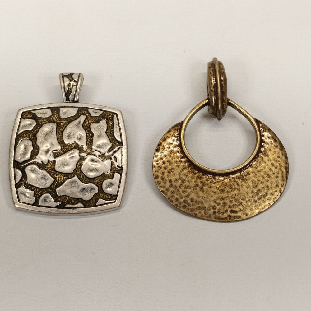 Premier Designs PD Magnetic Pendant Enhancer Lot Gold Silver Tone Jewelry 2 Pc